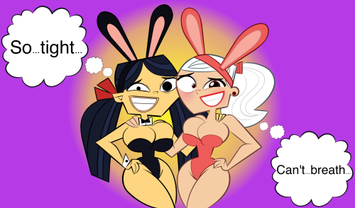 grimphantom2:  ck-blogs-stuff:  Easter: Tight Bunny Suits   Alt. Version by CK-Draws-Stuff  Here’s the last Easter pic for this year where it features Kitty (Ridonculous Race) and Cherri Berry (Monstrocity High) trying have a good pose for the camera,