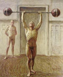 men-in-art:  Pushing Weights with Two ArmsEugène Jansson1914