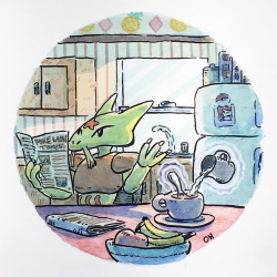 revilonilmah:#64 Kadabra having his morning coffee and paper.