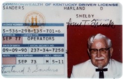 wandrlust:  Colonel Sanders’ Kentucky Driver’s License from