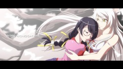 abaslev:  black hair braids catgirl glasses hanekawa tsubasa