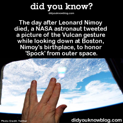 did-you-kno:The day after Leonard Nimoy died, a NASA astronaut