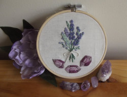 etsycult:Lavender & Amethyst Crystal Embroidery by HannahHallettArt