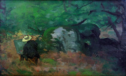 dappledwithshadow:  Monet Painting in the Forest at Fountainebleau,