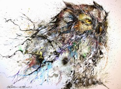 asylum-art:  Hua Tunan :Owl Illustration Created with Lively