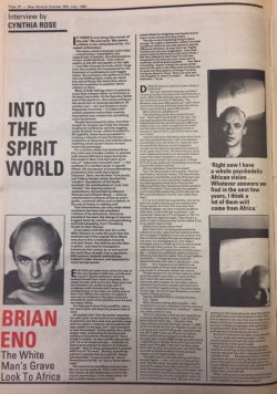 moredarkthanshark:  Brian Eno: Into The Spirit World in NEW MUSICAL