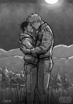 cris-art:  A sketch of Cowboy AU.  I hope you like the picture.