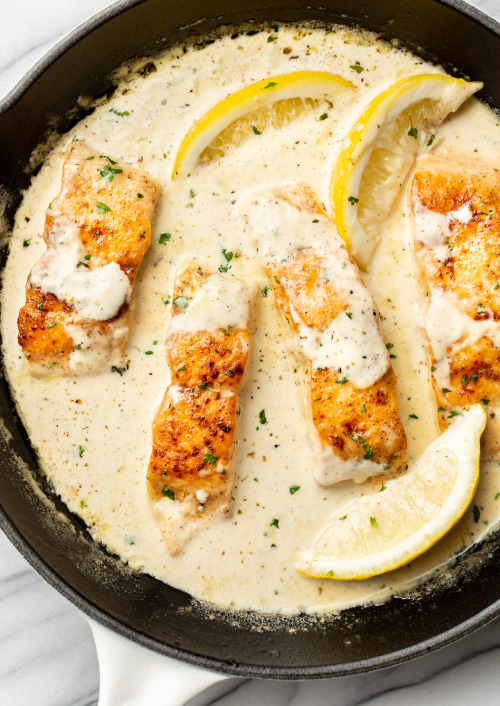 saltandlavenderblog:Creamy lemon salmon recipe