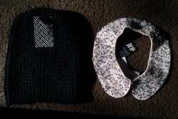 goodies from today; a knit beanie and a sequin collar (i have