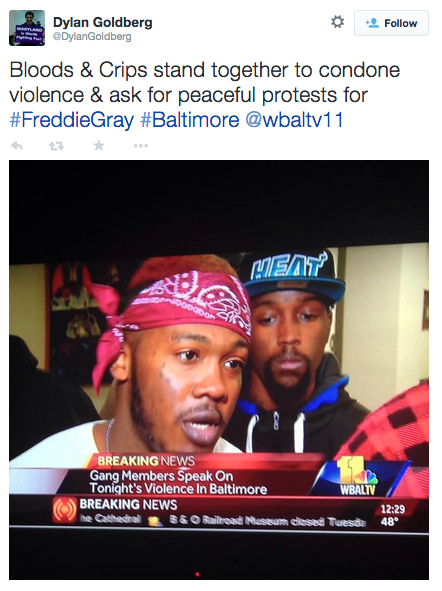 revolutionarykoolaid:  Today in Solidarity (4/28/15): For the past day, Baltimore police and the governor of Maryland have tried to shift blame for the unrest in Baltimore off of themselves and onto the gangs that have joined together in solidarity agains