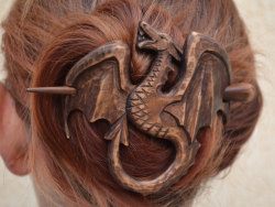 sosuperawesome:  Hand Carved Dragon Hair Barrettes by Ivaylo