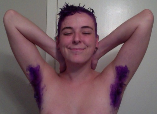 slipofagirlieboy:  Self Care! I was sad so I dyed all my hair purple!Â  