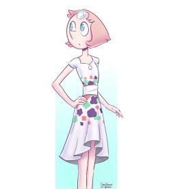 cubedcoconut:  Another drawing of Pearl wearing a dress designed
