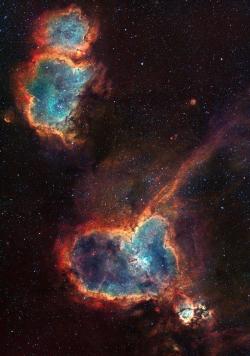 the-wolf-and-moon:  Heart and Soul Nebulae