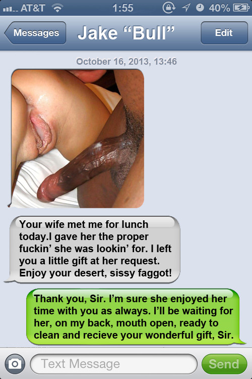 redheadsissycuckold:  anothersissycuck:  Here is a series of iPhone style message captions. Pics are from the net. Credit unknown. I hope you all enjoy them.  All