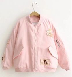 coquettefashion:Cute Pink Teddy Bear Baby Doll Bomber Jacket