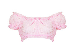 coquettefashion: Pink Semi Sheer Pixie Off The Shoulder Crop