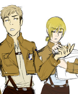 mossmallow-art:  doodle of older jean and armin i like to think