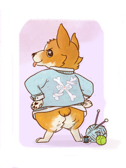 willisninety-six:jmawork:My corgi for Animal Sweater Sunday dares