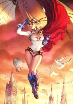 bear1na:  Steampunk Power Girl by Mike Krome, colours by Sabine