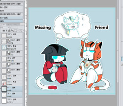 eikuuhyoart:  Work in progress of the Perceptor+Ratchet+Drift