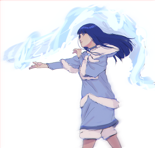 pakuj:  Old sketch of Hinata as a waterbender for The Last Airbender