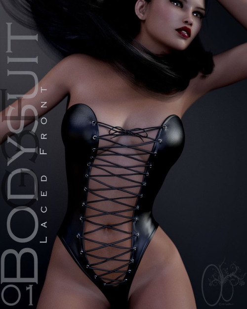 G3F  Laced front Bodysuit 01 is hand sculpted, it contains fits for V7,  Aiko, Mei, Girl and Olympia, Eva and Lilith plus a number of adjustment  morphs. Textures are designed so you can mix and match your own  combinations as desired in a single click.