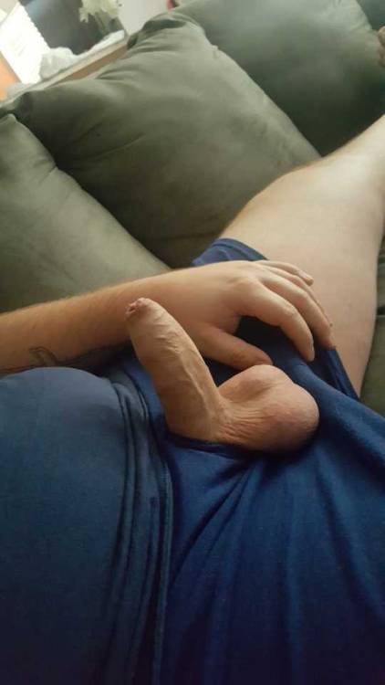 nbtdakid24:  Just hanging out on a lazy Saturday #uncutcock #smoothballs #thickcock #me #relaxing  Mmmm …, hot cock right here! 
