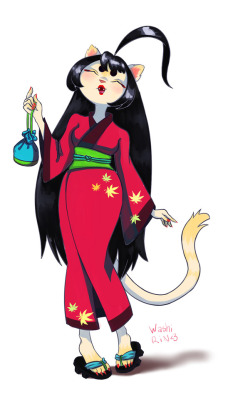 wahirin:This is another of my ocs, I love draw japanese costumes