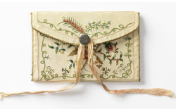 design-is-fine:Pocket book, covered in embroidered satin, 19th