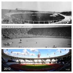 olympics:  London Olympic stadiums through time.