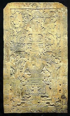 This is a Maya stone carving from Palenque, Chiapas, Mexico.