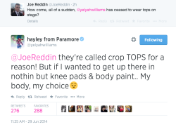 fuckyeahhayleywilliams:  GO HAYLEY! That’s right. :) 