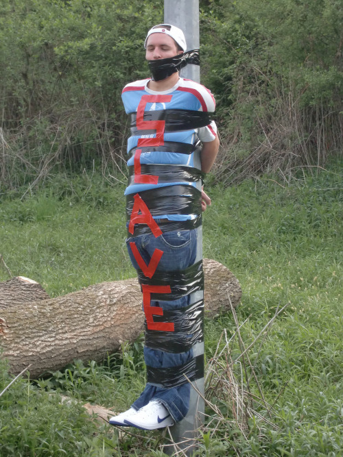 duct tape is so versatile  masterboibinder:  A fraternity prank can go wrong so quickly when a random horny trucker finds the helplessly displayed pledge before the fraternity brothers locate him during the yearly slave scavenger hunt…. 