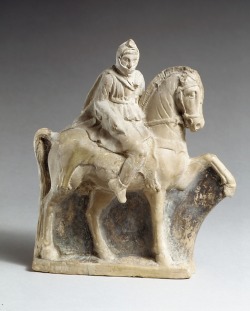ancientpeoples:  Terracotta statuette of horseman It is 18.3cm