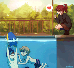 nymre:  Accidentally drew a murder scene.  Anyway, Free! is