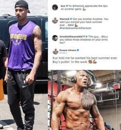 kyle kuzma getting tips from the rock. oohh thats big. thats