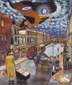 Clive Branson (English; 1907 - 1944), Blitz: Plane Flying (1940),