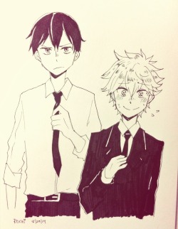 rochichan:  Another ink pen drawing… First year duo in formal!!