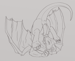 quartz-poker:  Dragon pinup. Took me forever to do the lineart