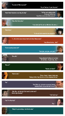 All the Doctor’s first words and almost all of their last