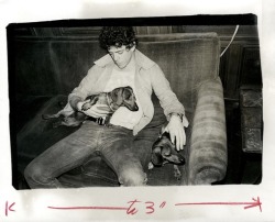 everythingloureed:Andy Warhol photo of Lou holding pet dachshunds