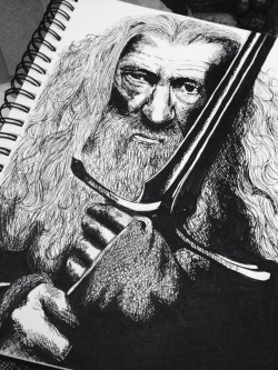 you-are-a-dick:  Gandalf 2.5 hours, Indian ink on paper (finished