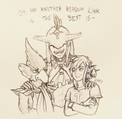 dyradoodles:Request sketch for @mareincognitum! Revali, Sidon,