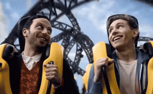 The Smiler (TV Advert)A personal favourite of mine, brainwashing gas, creepy smiles, spirally goodness and an age difference between the riders is a definite plus. This was an advert a couple of years back for UK theme park Alton Towers latest ride additi