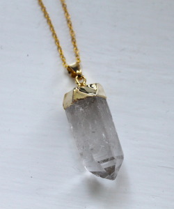 the-absolute-funniest-posts:  Gold Dipped Crystal Point Necklace