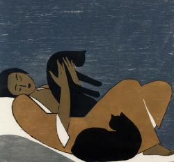 rubenista:  Woman and Cats by Will Barnet, 1962 