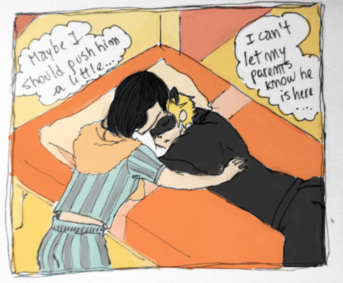 Well, it was better in my mind…The more I see this the more I think its dumb… who would sleep in her bed when someone else is there!? idfhudsfjs sh, just think she didnt want to sleep on the floor and didnt want to wake him up :/Iâ€™ll try