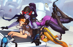 futanariobsession:  Widowmaker fucking Tracer in the ass by Vintem