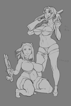 whargleblargle:  Revy x lil MayerCrossover between characters